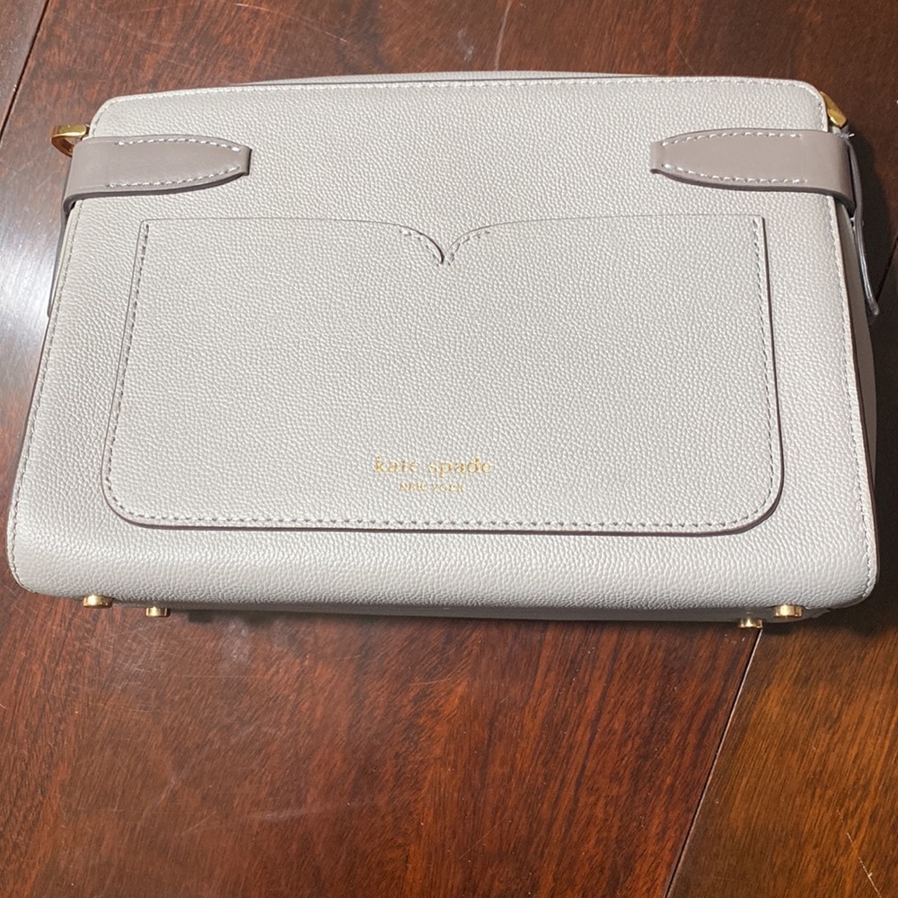 kate spade Pebbled Leather Crossbody in Light Gray with Gold Hardware - Picture 2 of 10